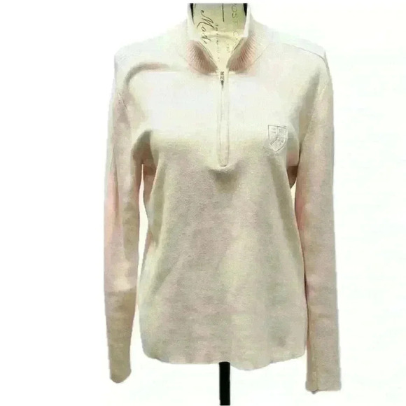 L-RL Ralph Lauren Active Womens Pink Sweater size Large Zip up - Picture 1 of 11